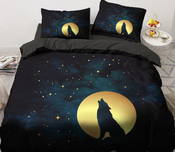 3D Night Star Wolf 88120 Bed Pillowcases Quilt