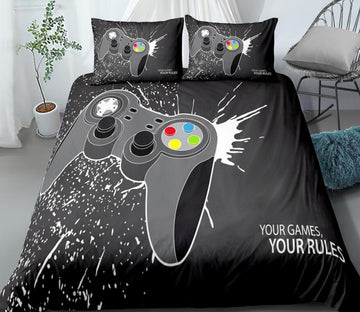 3D Black Video Game Controller 0030 Bed Pillowcases Quilt