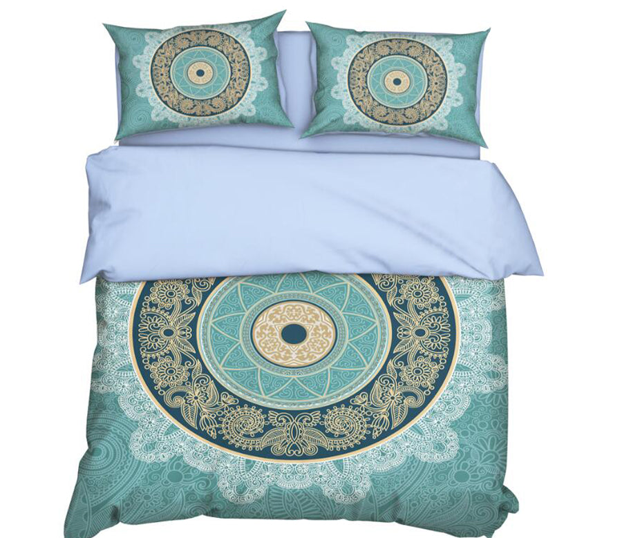 3D Green Circle Pattern Totem 11162 Bed Pillowcases Quilt