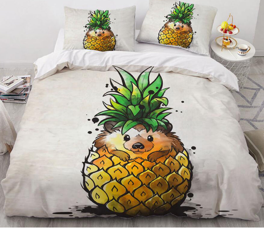 3D Pineapple Hedgehog 8808 Bed Pillowcases Quilt