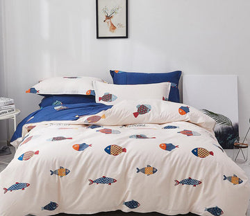 3D Fish Cartoons 77175 Bed Pillowcases Quilt