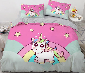 3D Cartoon Unicorn Star 182 Bed Pillowcases Quilt