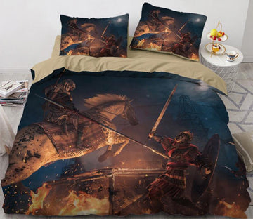 3D Knight Fighting 7739 Bed Pillowcases Quilt