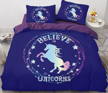 3D Unicorn Circle Stars 148 Bed Pillowcases Quilt