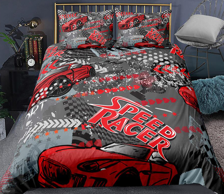 3D Red Racing Car 1155 Bed Pillowcases Quilt