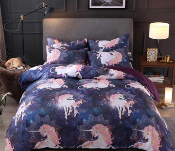 3D Starry Sky Unicorn 9960 Bed Pillowcases Quilt