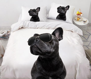 3D Black Bulldog 7794 Bed Pillowcases Quilt