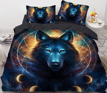 3D Wolf Starry Sky Planet 8851 Bed Pillowcases Quilt