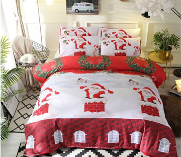 3D Red Christmas 8149 Bed Pillowcases Quilt