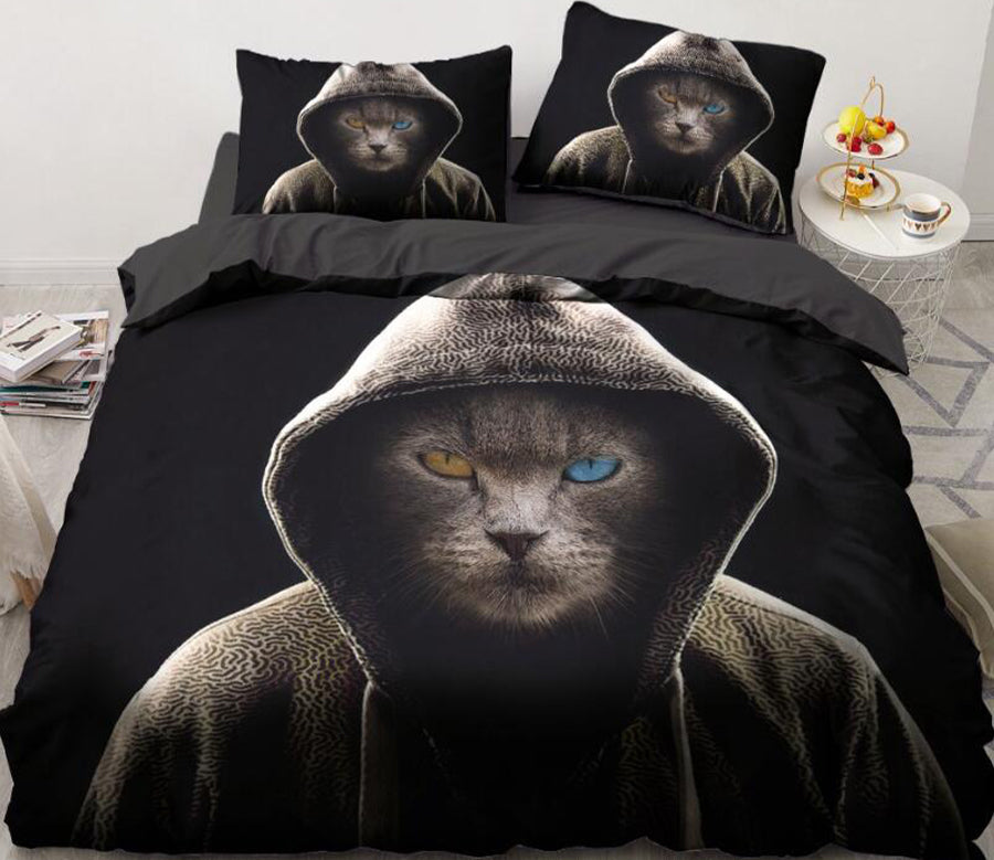 3D Cat Wear A Hat 77108 Bed Pillowcases Quilt