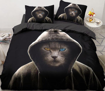 3D Cat Wear A Hat 77108 Bed Pillowcases Quilt