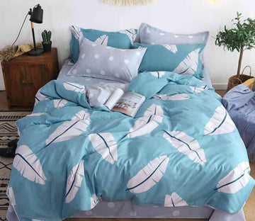 3D White Feather 8119 Bed Pillowcases Quilt
