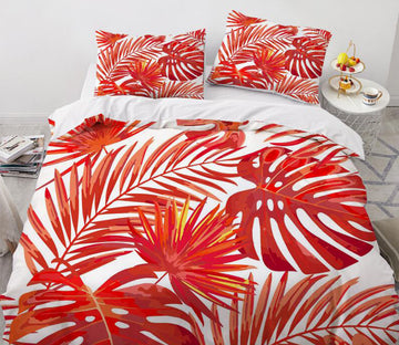 3D Red Leaves 88196 Bed Pillowcases Quilt