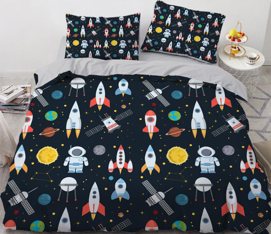 3D Cartoons Rocket 029 Bed Pillowcases Quilt