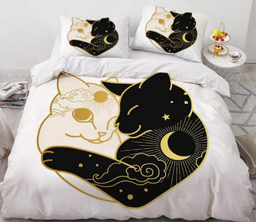 3D Black And White Cat 5534 Bed Pillowcases Quilt