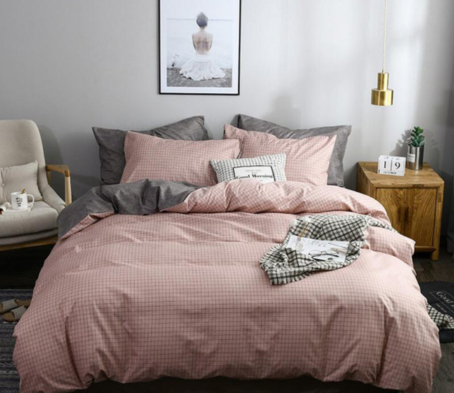 3D Pink Small Grid 1154 Bed Pillowcases Quilt