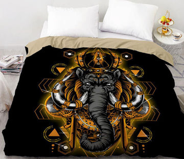 3D Elephant Crown 8802 Bed Pillowcases Quilt
