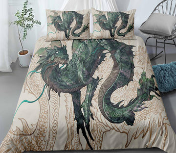 3D Dark Green Dragon 1133 Bed Pillowcases Quilt