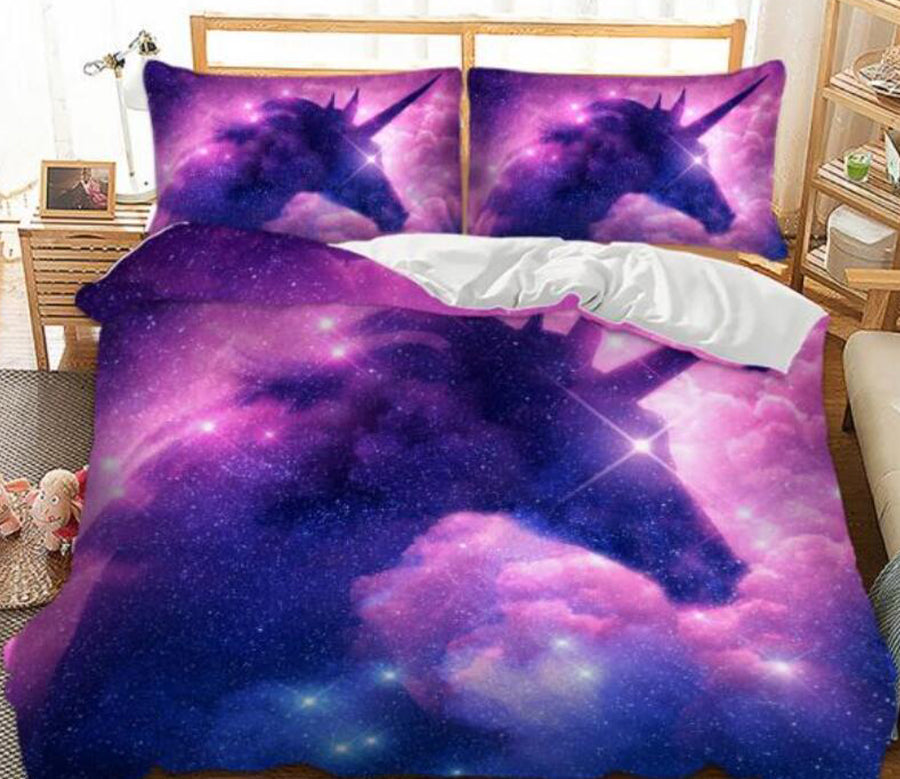 3D Unicorn Shadow Starry Sky 5503 Bed Pillowcases Quilt