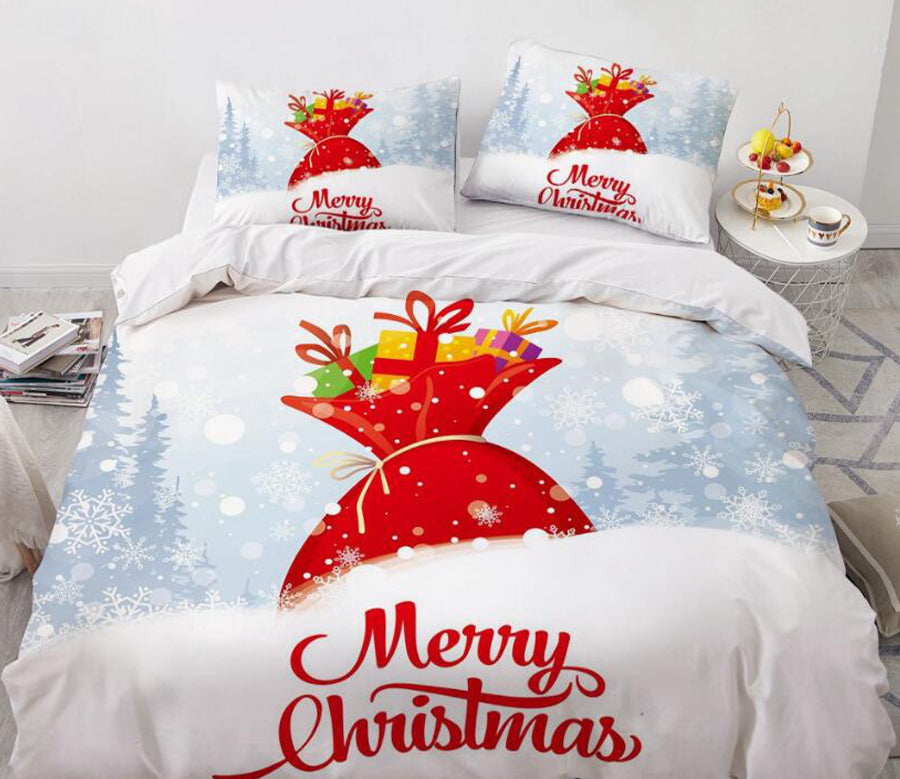 3D Snow Christmas Gift 9154 Bed Pillowcases Quilt