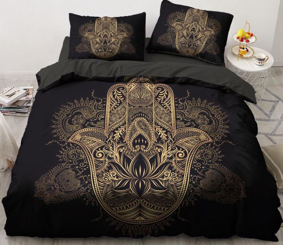 3D Gold Hand Of Fatima Flower 5561 Bed Pillowcases Quilt
