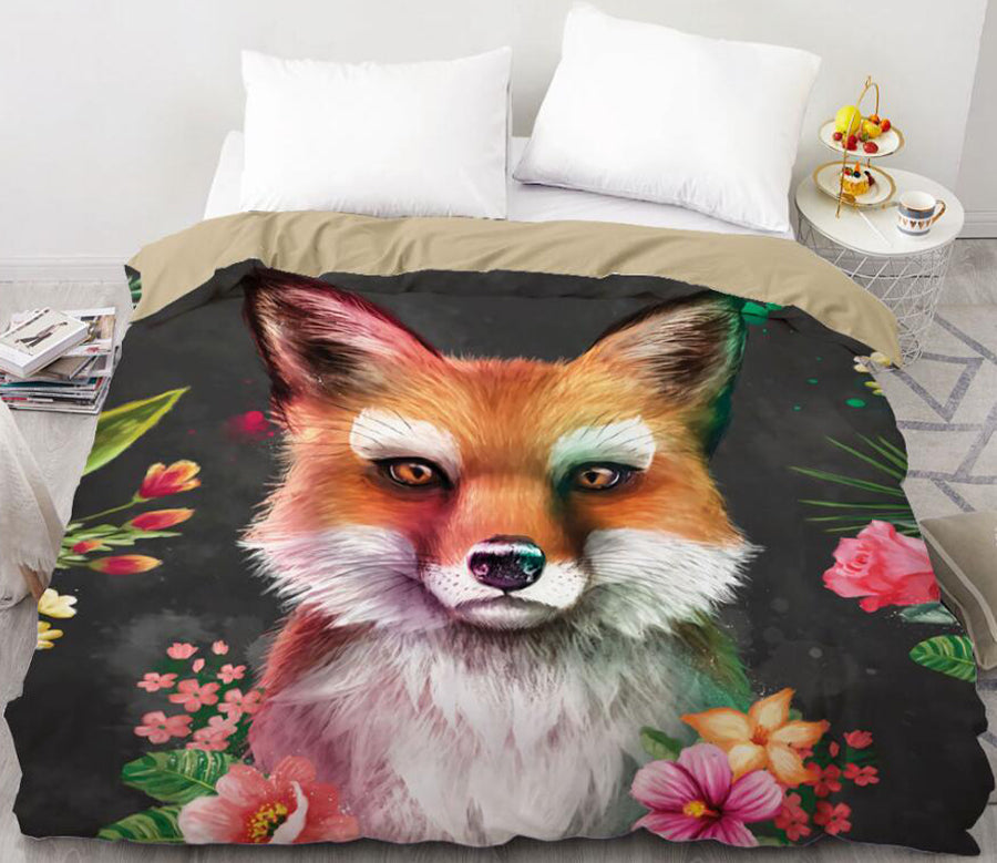 3D Fox Flower 99192 Bed Pillowcases Quilt