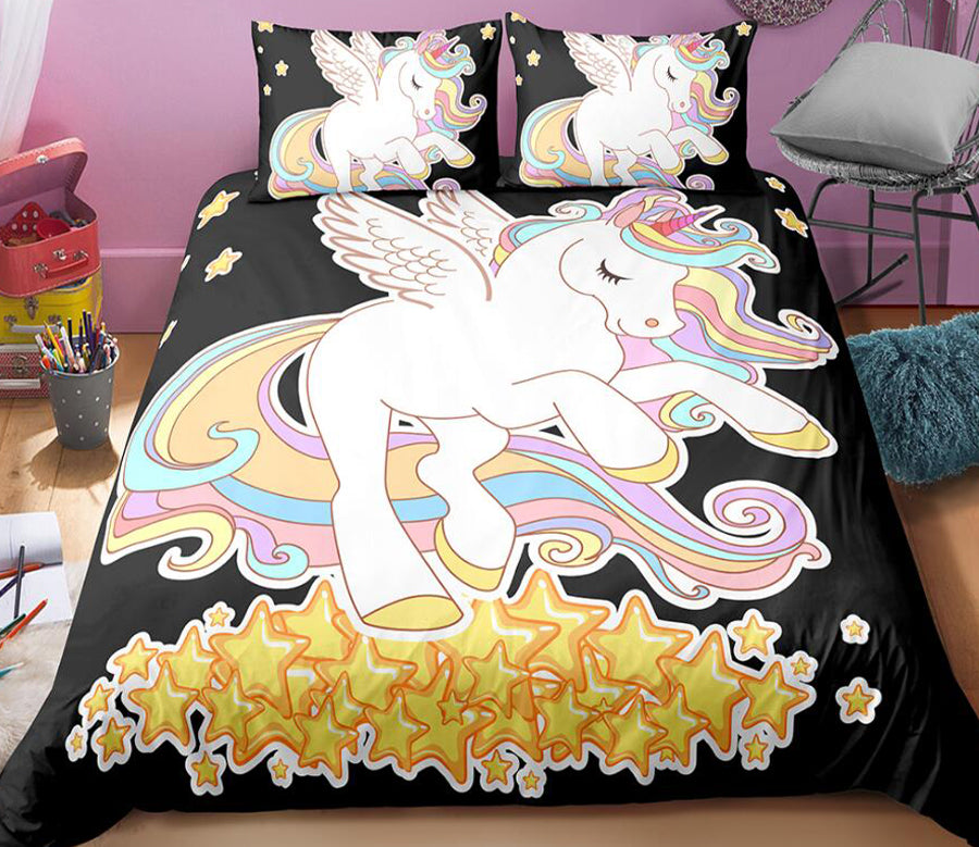 3D Rainbow Unicorn Star 0058 Bed Pillowcases Quilt