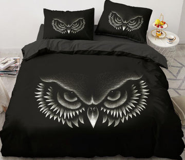 3D Black Background Owl Eye 5599 Bed Pillowcases Quilt