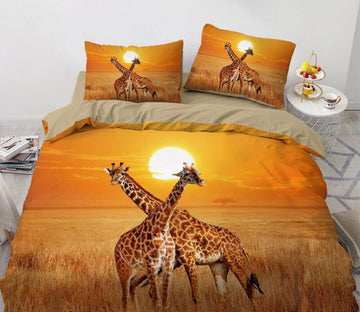 3D Prairie Giraffe 9099 Bed Pillowcases Quilt