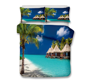 3D Sea Coconut Tree 1015 Bed Pillowcases Quilt