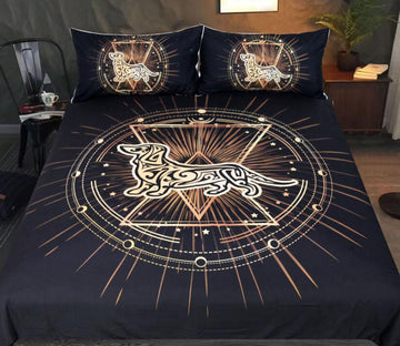 3D Gold Dog Triangle 1061 Bed Pillowcases Quilt