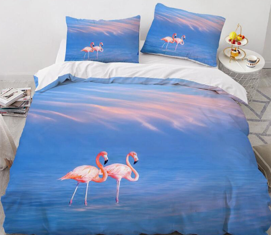 3D Ocean Flamingo 7771 Bed Pillowcases Quilt