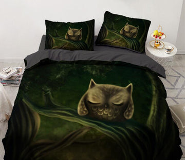 3D Owl 8006 Bed Pillowcases Quilt