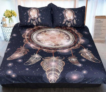 3D Black Background Dreamcatcher 5506 Bed Pillowcases Quilt