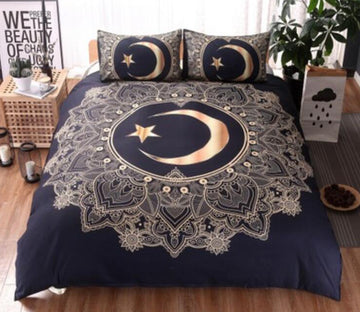 3D Moon Stars Circle Pattern 6682 Bed Pillowcases Quilt