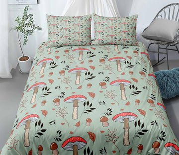 3D Mushroom Leave 1117 Bed Pillowcases Quilt