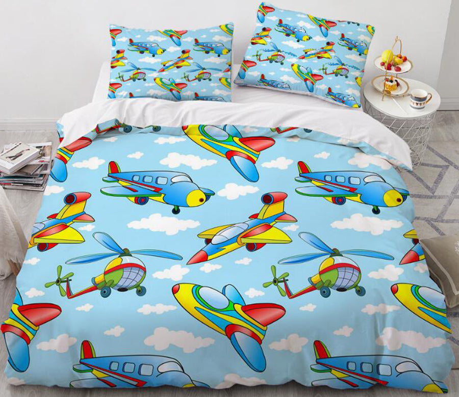 3D Cartoons Aircraft 003 Bed Pillowcases Quilt