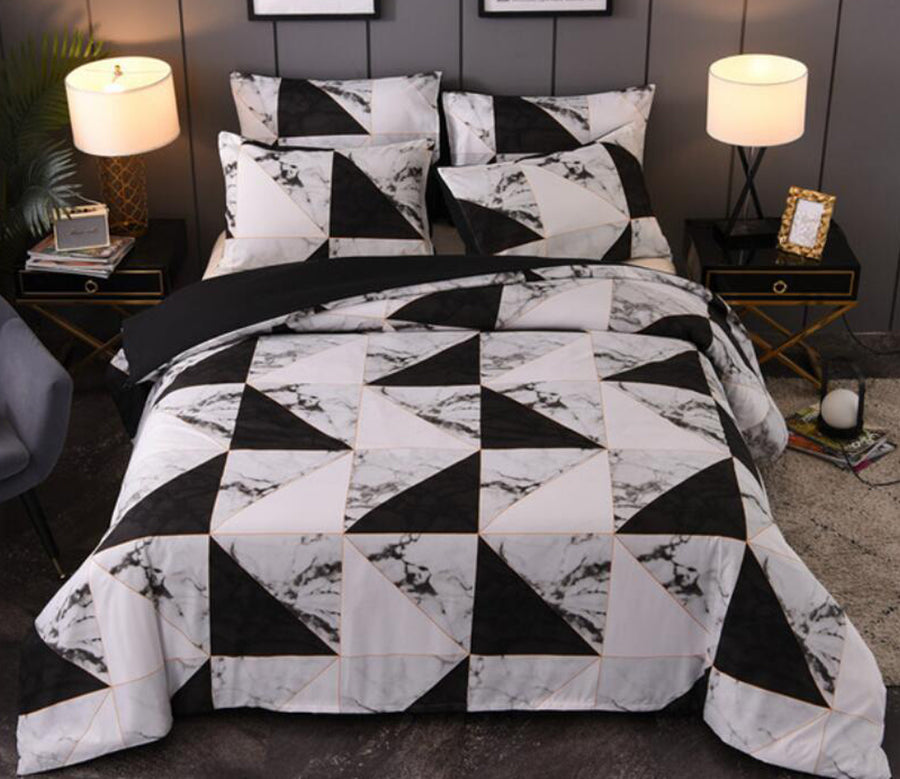3D Black And White Triangle 66101 Bed Pillowcases Quilt