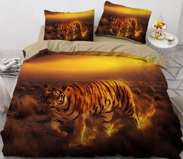 3D Tiger Grassland 9949 Bed Pillowcases Quilt