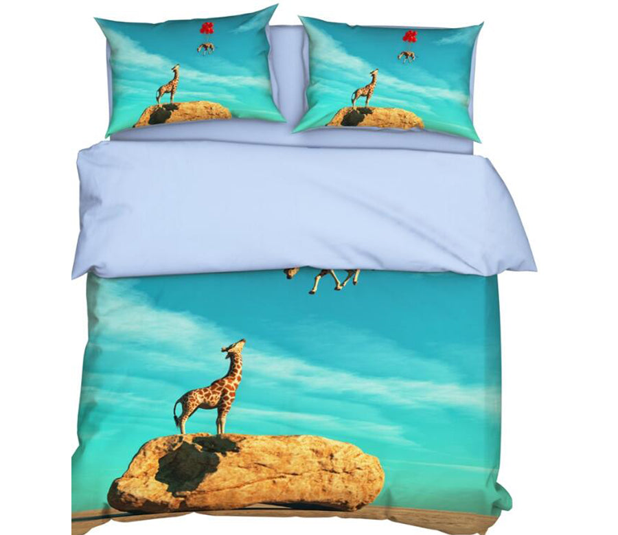 3D Giraffe Stone 9914 Bed Pillowcases Quilt