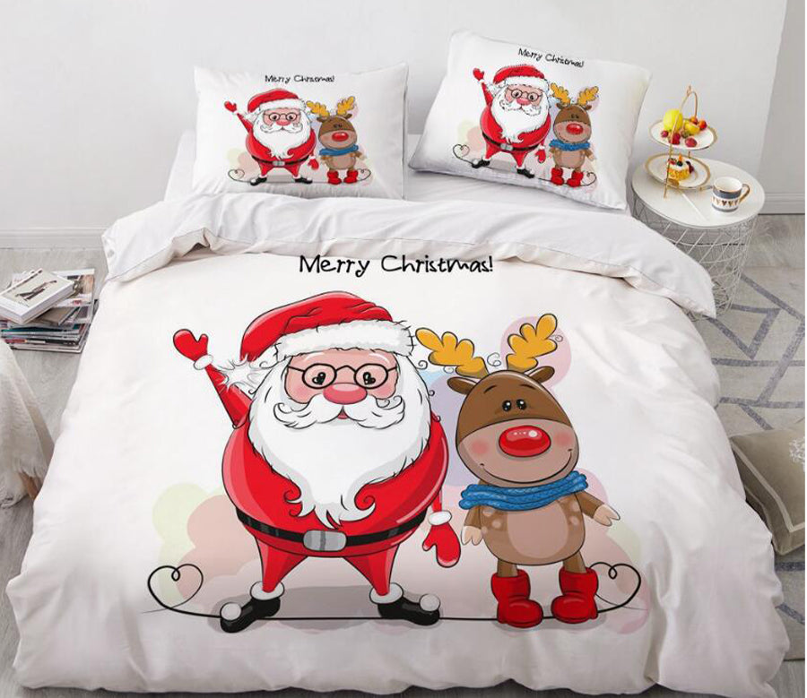 3D Cartoons Santa Claus Deer 55132 Bed Pillowcases Quilt