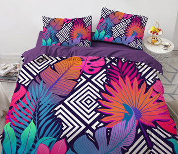 3D Color Leaves 7704 Bed Pillowcases Quilt
