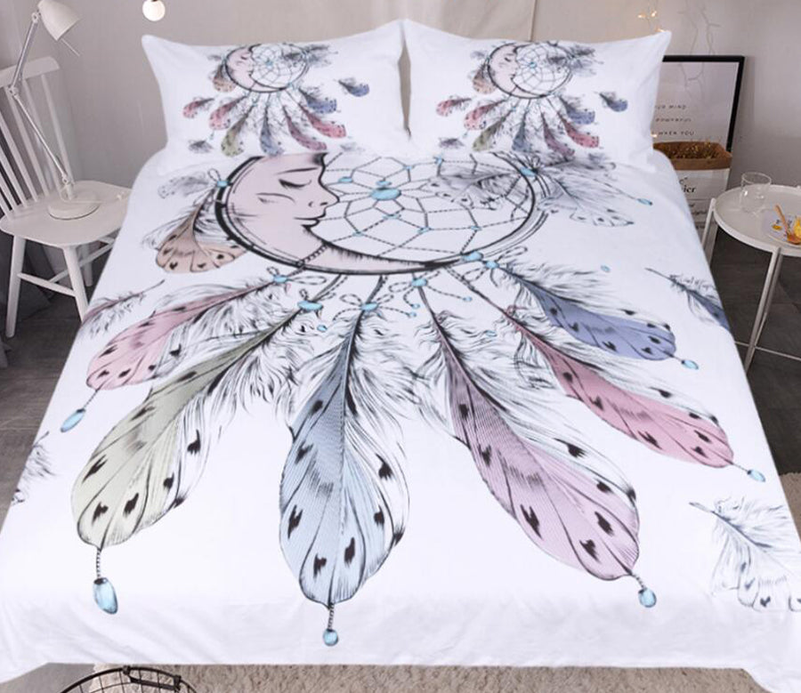 3D White 9053 Bed Pillowcases Quilt