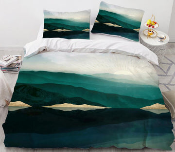 3D Green Mountain Peak 8873 Bed Pillowcases Quilt