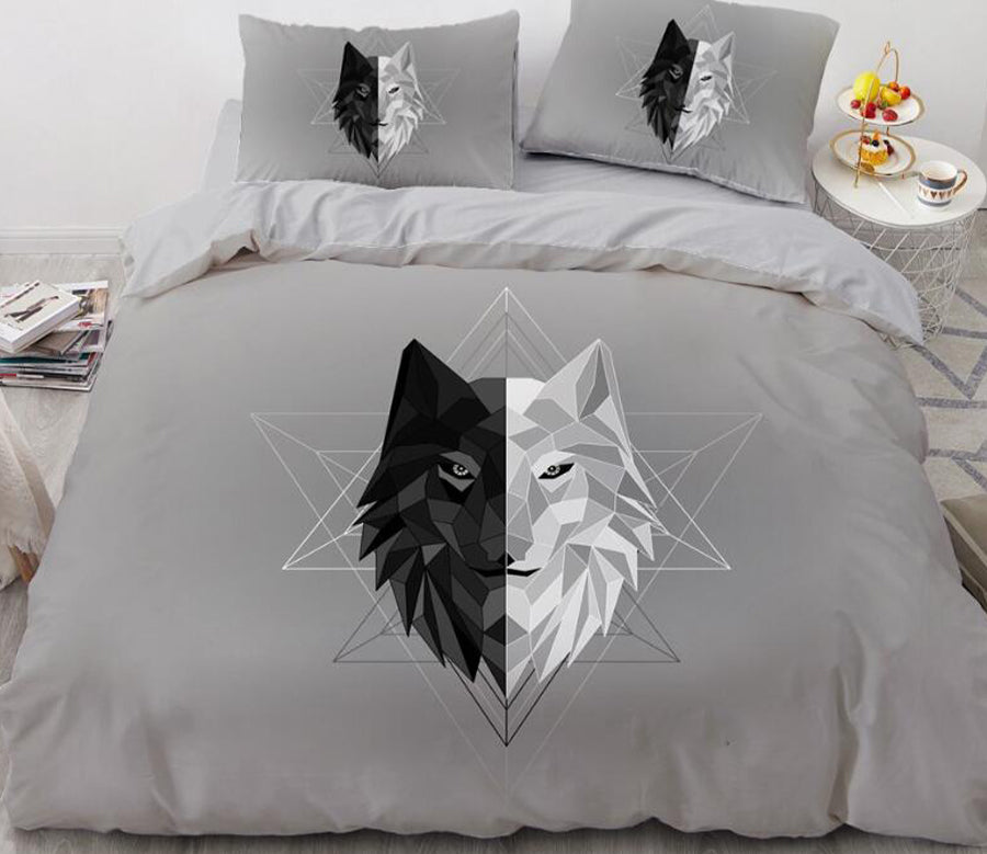 3D Gray Black And White Wolf 88117 Bed Pillowcases Quilt