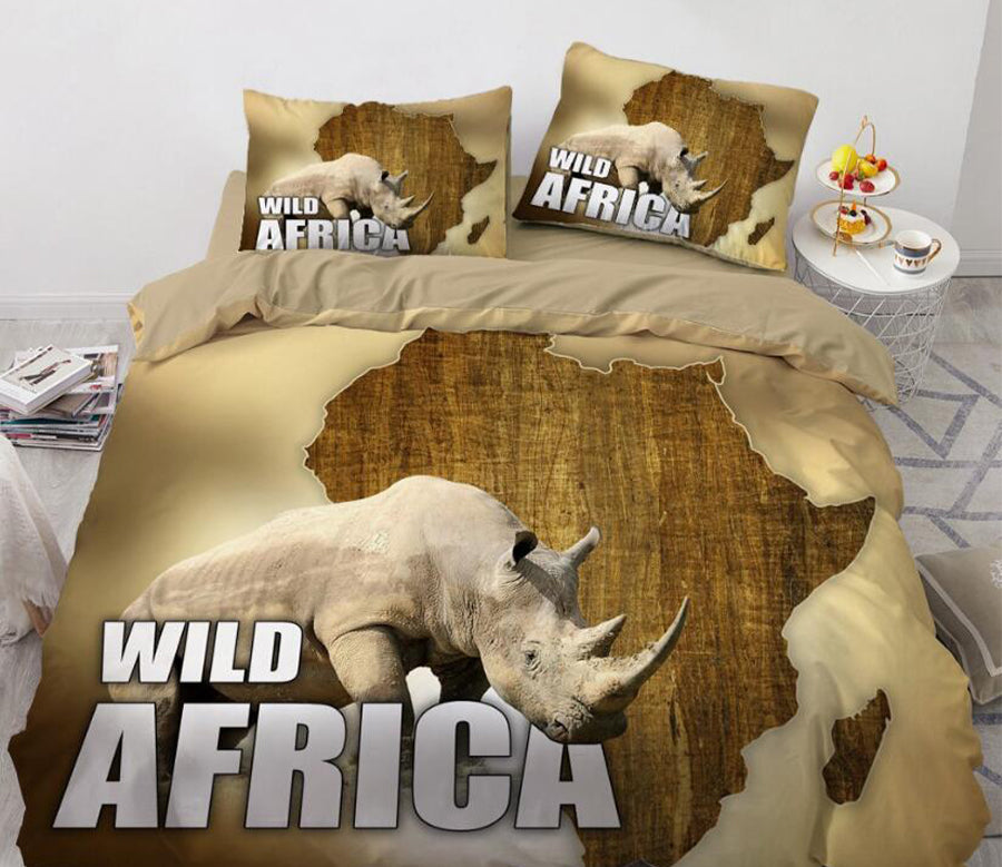 3D Rhinoceros 9119 Bed Pillowcases Quilt