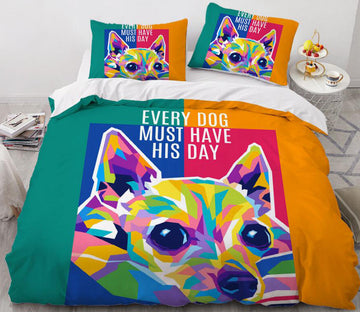 3D Color Dog 8842 Bed Pillowcases Quilt