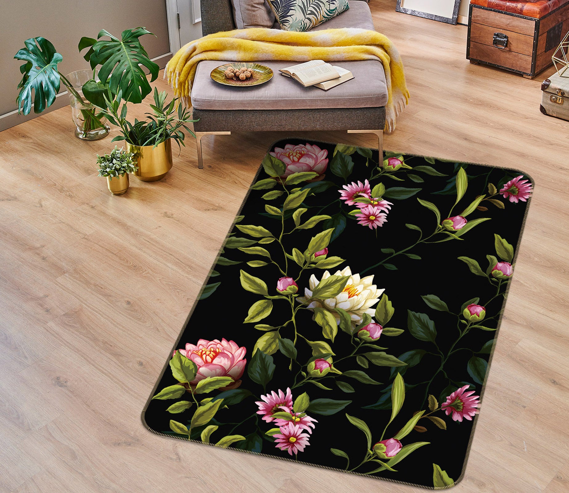 3D Flowers 26066 Non Slip Rug Mat