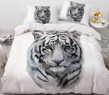 3D White Tiger 9951 Bed Pillowcases Quilt
