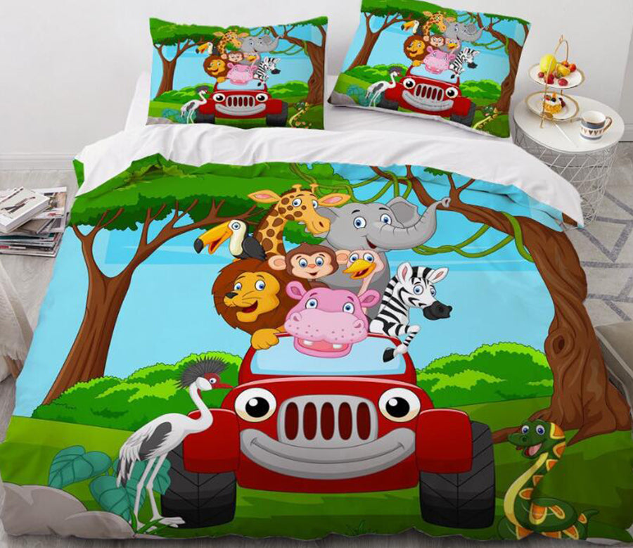 3D Cartoons Animal Car 55147 Bed Pillowcases Quilt